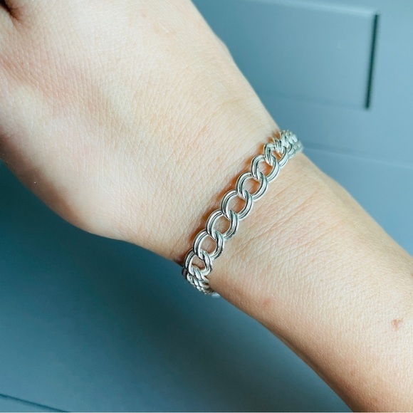 Double Link Interlocking Circles Sterling Silver Chain Italian Charm Bra… - Picture 3 of 8